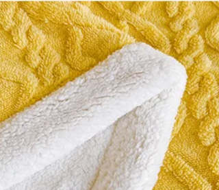 double layer throw blanket soft cozy yellow polyester tela nativa detail