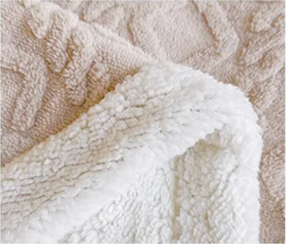 double layer throw blanket soft cozy hand knitted polyester cream brown detail