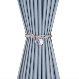 curtain tieback elegant beige crystal polyester drapery holder window side view