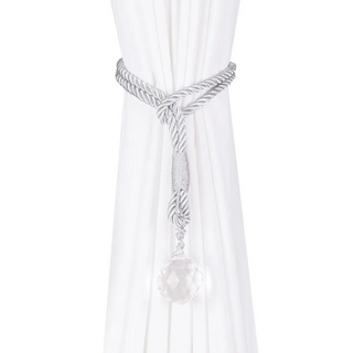 crystal curtain tieback silver polyester holdback fiamma neri set view