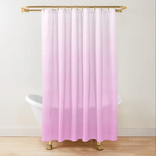 eco-friendly ombré pink polyester mold resistant waterproof shower curtain set view