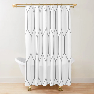 eco-friendly hexagonal design mold resistant polyester waterproof shower curtain set view