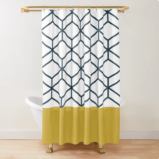 eco-friendly MIMOSA honeycomb polyester waterproof shower curtain set view