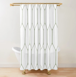 eco-friendly hexagonal polyester mold resistant waterproof shower curtain set view