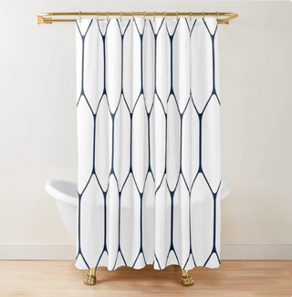 eco-friendly MIMOSA honeycomb hexagonal pattern white black waterproof shower curtain set view