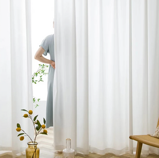 white sheer curtain opaque window drapes polyester woven panels set view