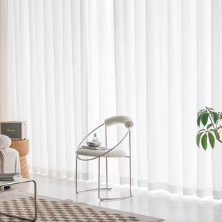 white sheer curtain opaque window drapes polyester woven panels close-up