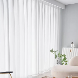white sheer curtain opaque window drapes polyester woven panels detail