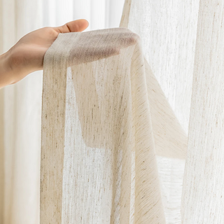 linen sheer curtain luxury linen airy drapery pull pleated tape side view