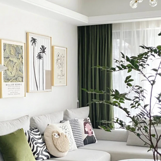blackout velvet curtain thick luxury olive green velvet drapes rod pocket side view