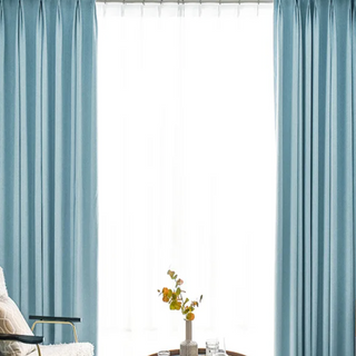 luxury blackout curtain london blue rod pocket panel noise reducing thermal insulated side view