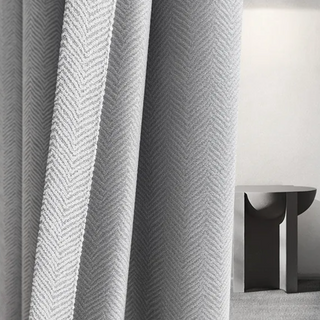 luxury blackout curtain grey polyester knitted room darkening drapes side view