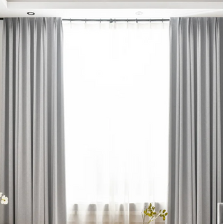 luxury blackout curtain grey polyester knitted room darkening drapes close-up