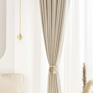 blackout curtain london luxury cream beige thermal insulated drapes detail