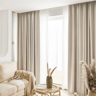 blackout curtain london luxury cream beige thermal insulated drapes side view