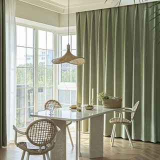 luxury blackout curtain fiamma neri green room darkening drapes polyester panels close-up