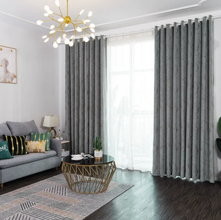 blackout curtain scandinavian grey blue privacy window covering panels detail