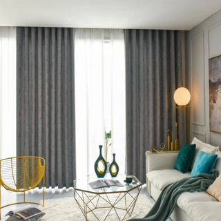 blackout curtain scandinavian grey blue privacy window covering panels side view
