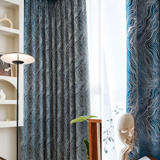 blackout curtain blue malmö contour knitted polyester panel privacy set view