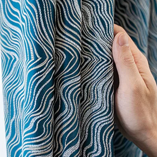 blackout curtain blue malmö contour knitted polyester panel privacy front view