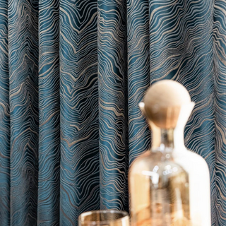 blackout curtain blue malmö contour knitted polyester panel privacy lifestyle view