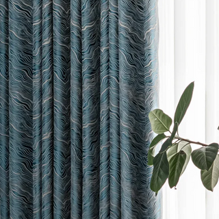 blackout curtain blue malmö contour knitted polyester panel privacy close-up