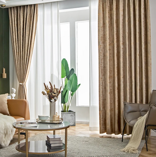 velvet blackout curtain luxury coffee gold drapes room darkening privacy close-up