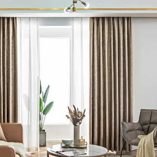 velvet blackout curtain luxury coffee gold drapes room darkening privacy set view