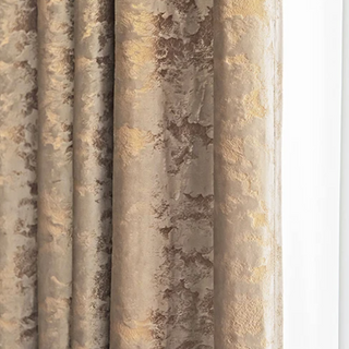 velvet blackout curtain luxury coffee gold drapes room darkening privacy front view