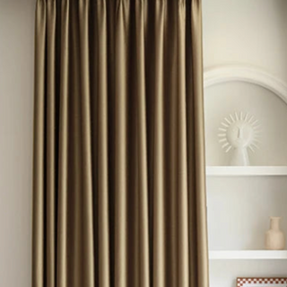 soundproof blackout curtain brown knitted polyester ceiling to floor drapes set view