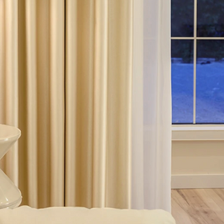 soundproof blackout curtain beige polyester curtains grommets noise reducing side view