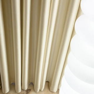 soundproof blackout curtain beige polyester curtains grommets noise reducing angle view
