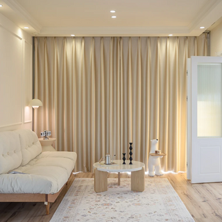 soundproof blackout curtain beige polyester curtains grommets noise reducing close-up