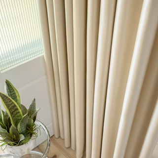 soundproof blackout curtain beige polyester curtains grommets noise reducing front view