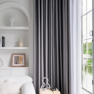 soundproof blackout curtain grey ceiling to floor noise reducing drapes set view