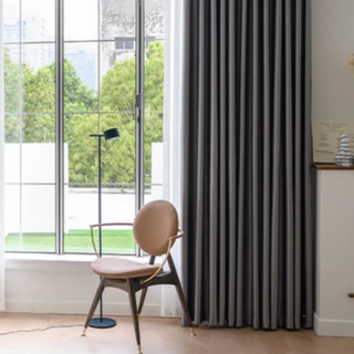 soundproof blackout curtain grey ceiling to floor noise reducing drapes front view