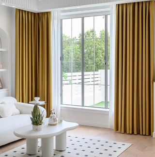 soundproof blackout curtain yellow ceiling to floor noise reducing drapes detail