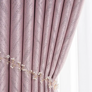 insulated blackout curtain scandinavian coral powder drapes grommet top front view