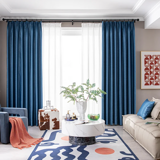 insulated blackout curtain scandinavian luxury indian blue thermal drapes close-up