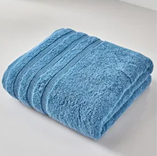 egyptian cotton bath towel set soft absorbent luxury blue sea side view