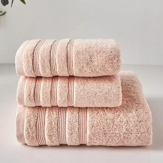 egyptian cotton bath towel set soft absorbent luxury light peach close-up
