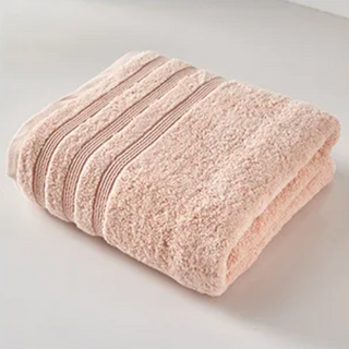 egyptian cotton bath towel set soft absorbent luxury light peach side view