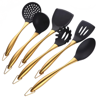 napoli cooking tool set 6 piece kitchen utensil eco friendly silicone stainless steel front view