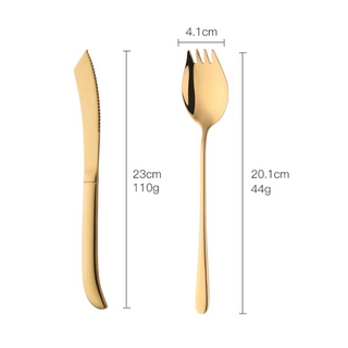 designer cutlery set stainless steel 4 piece spork flatware luxury dining utensils side view