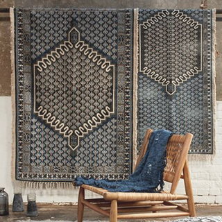 french tile patterned area rug eco friendly woven polyester carpet side view