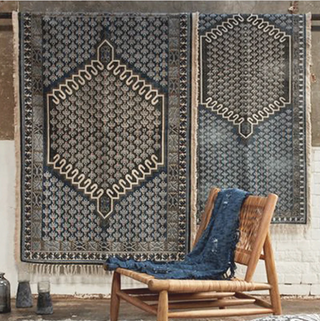 french tile decorative area rug classic tile design non slip side view