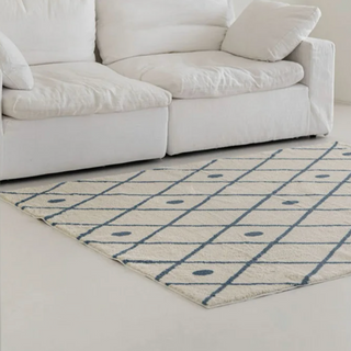 french tile medallion design decorative area rug non slip quick drying side view