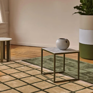french tile patterned area rug classic tile pattern non slip carpet side view