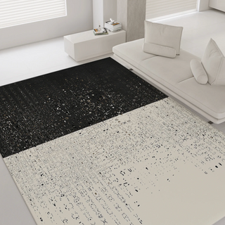 designer carpet rug modern black contrast abstract design tela nativa side view