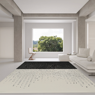 designer carpet rug modern black contrast abstract design tela nativa close-up